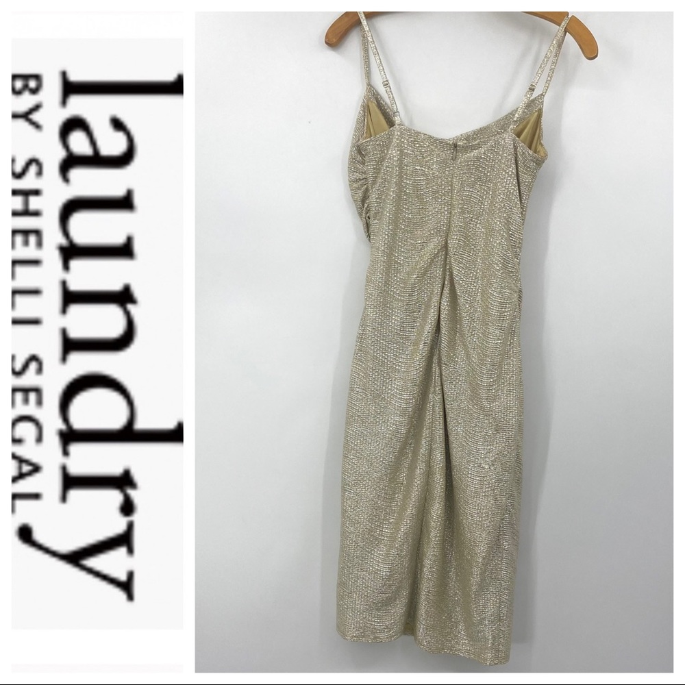 💕SALE💕 Laundry by Shelli Segal Gold Shimmer Cocktail Dress - Picture 4 of 10